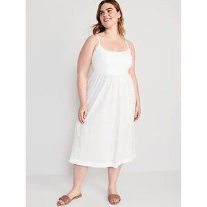 Old Navy White Fit & Flare Midi Cami Dress 2X
